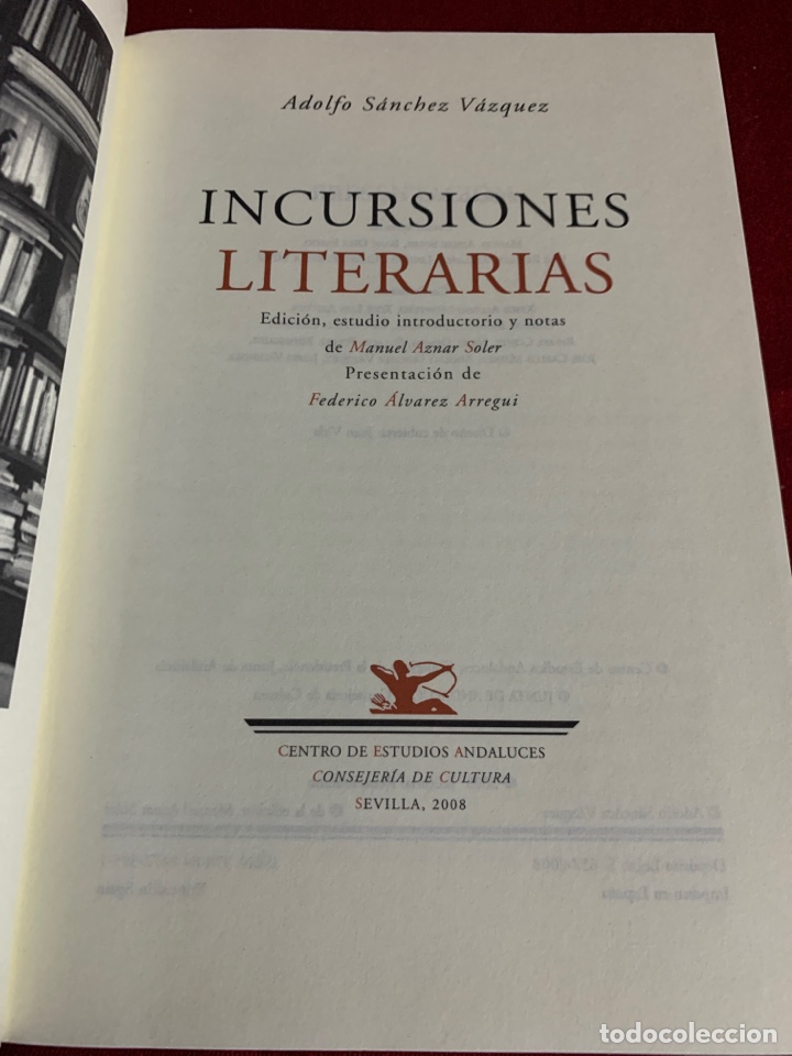 Libros de segunda mano: Incursiones literarias. Adolfo S&aacute;nchez V&aacute;zquez - Foto 4