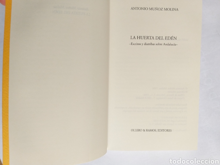 Libros de segunda mano: La huerta del Ed&eacute;n Antonio Mu&ntilde;oz Molina - Foto 6