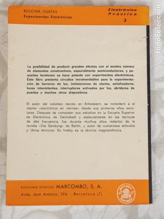 Libros de segunda mano: EXPERIMENTOS ELECTRONICOS / GUSTAV BUSCHER / ED. MARCOMBO - Foto 2