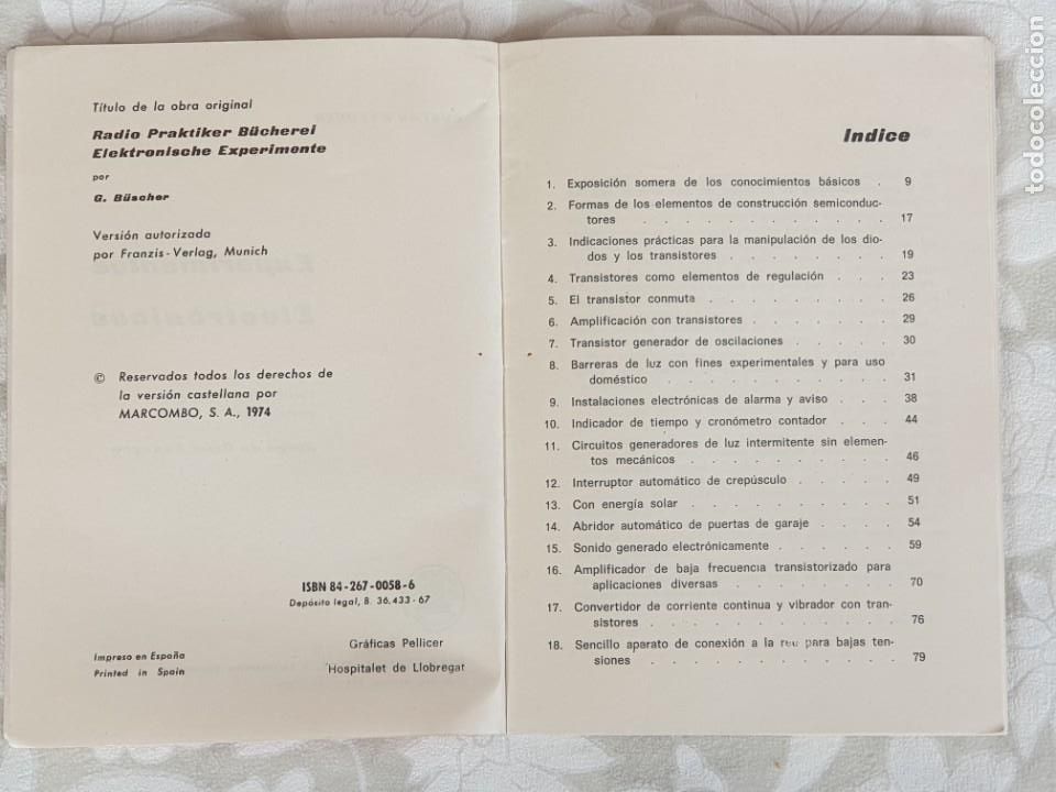 Libros de segunda mano: EXPERIMENTOS ELECTRONICOS / GUSTAV BUSCHER / ED. MARCOMBO - Foto 4