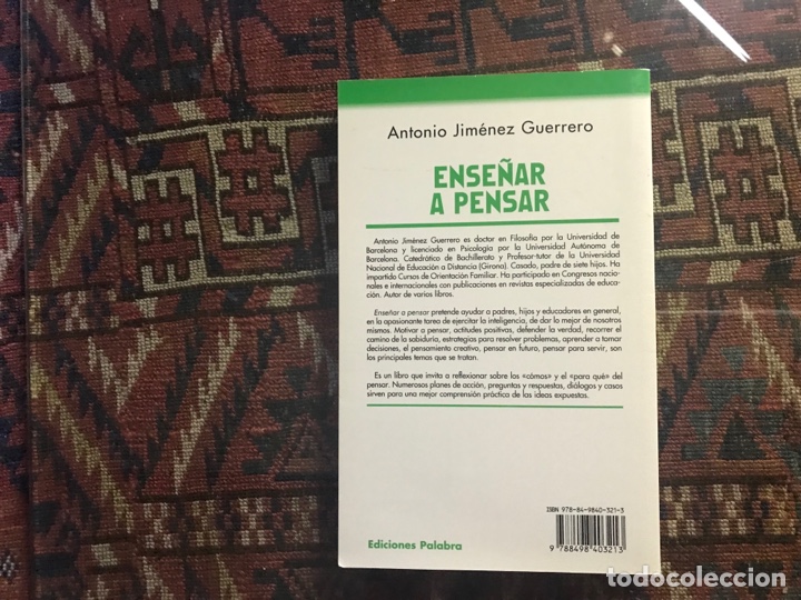 Libros de segunda mano: Ense&ntilde;ar a pensar. Antonio Jim&eacute;nez. Dif&iacute;cil - Foto 3