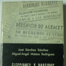 Libros de segunda mano: ELECCIONES Y PARTIDOS EN ALBACETE DURANTE LA I I REPÚBLICA 1931-1936. Lote 308081708