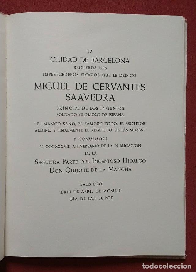 Libros de segunda mano: CERVANTES Y BARCELONA - JOAQUIN MONTANER - 1953 - Foto 2