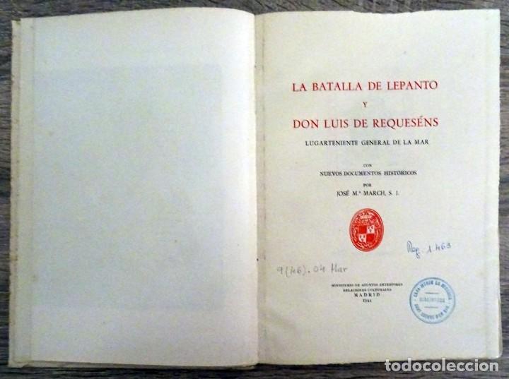 Libros de segunda mano: LA BATALLA DE LEPANTO Y D. LUIS DE REQUEES&Eacute;NS - Foto 3