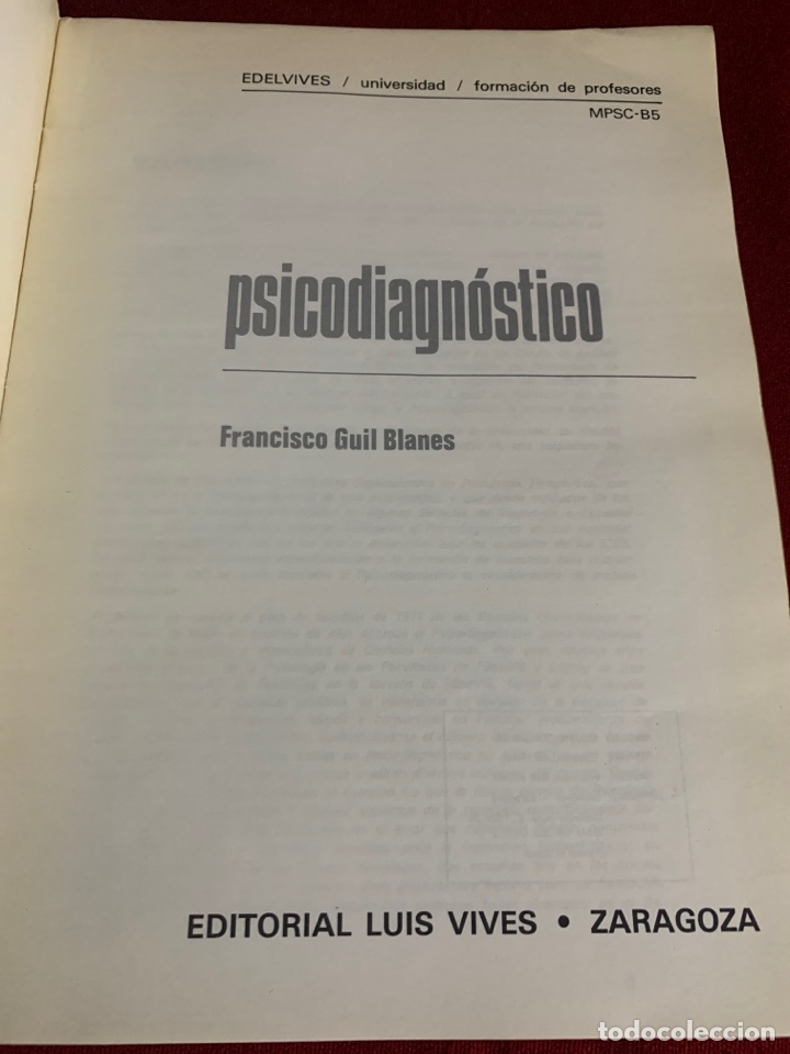 Libros de segunda mano: Psicodiagn&oacute;stico. Francisco Guil Blanes. - Foto 3