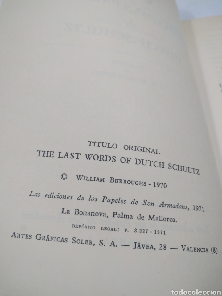Libros de segunda mano: William burroughs. Las &uacute;ltimas palabras de dutch Schultz. Azanca. - Foto 3
