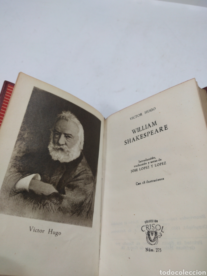 Libros de segunda mano: V&iacute;ctor Hugo. Willi Shakespeare. Colecci&oacute;n crisol. - Foto 3