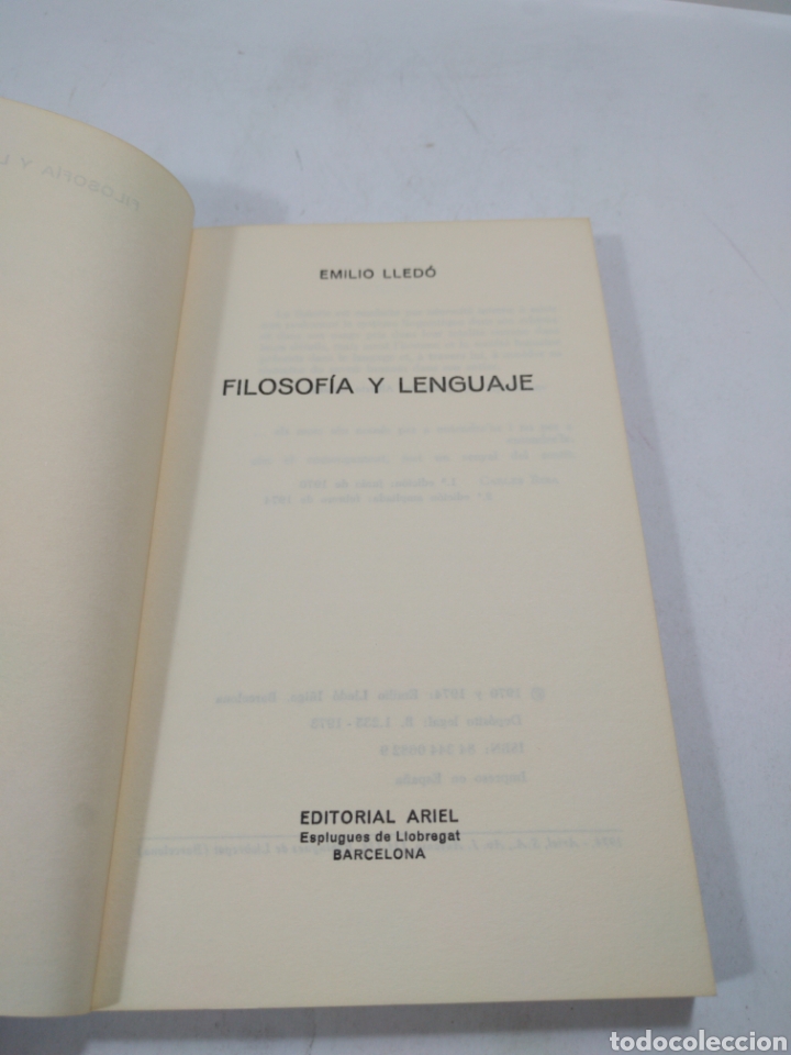 Libros de segunda mano: Emilio lledo. Filosof&iacute;a y lenguaje. Ariel. - Foto 2
