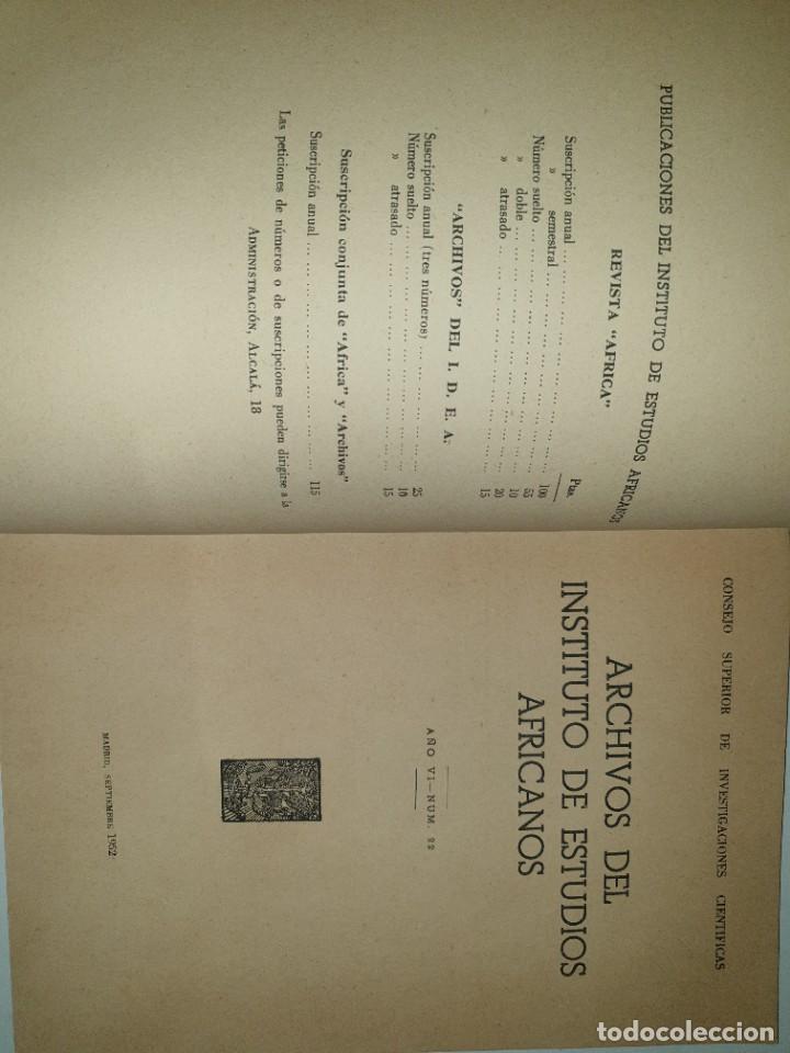 Libros de segunda mano: ARCHIVOS DEL INSTITUTO DE ESTUDIOS AFRICANOS - 1952 - Foto 2