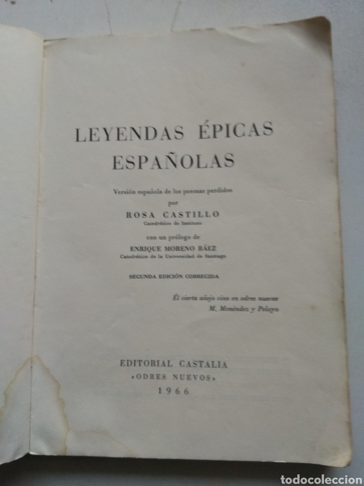 Libros de segunda mano: LEYENDAS &Eacute;PICAS ESPA&Ntilde;OLAS/ANONIMO - Foto 2