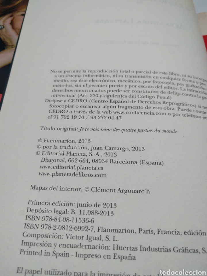 Libros de segunda mano: Alexandra Lapierre. Ser&aacute;s reina del mundo. Planeta. - Foto 4