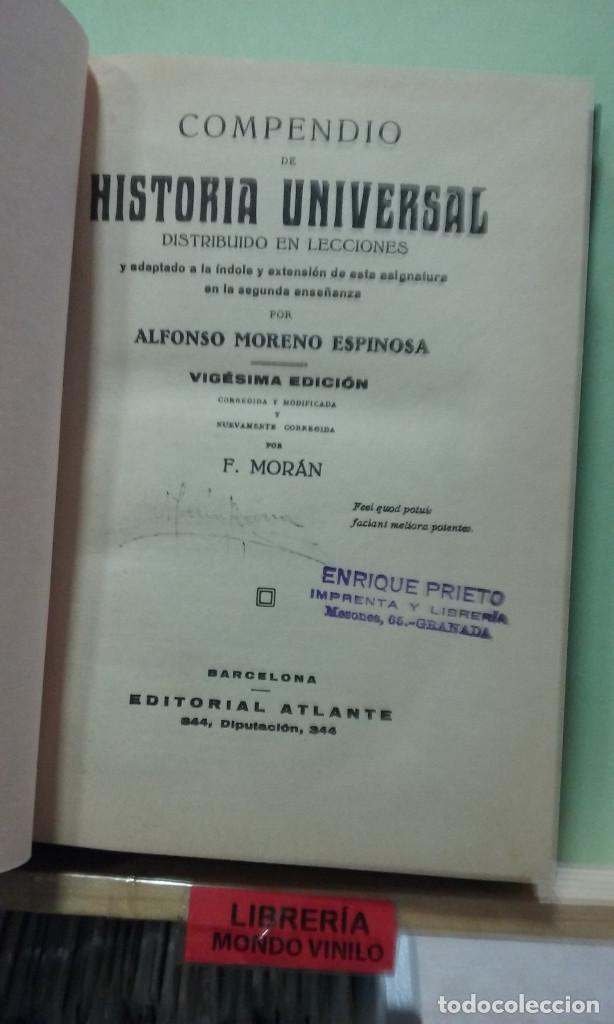 Libros de segunda mano: Compendio de historia universal. Alfonso Moreno Espinosa - Foto 2