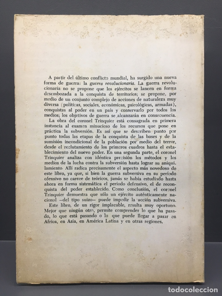 Libros de segunda mano: GUERRA, SUBVERSI&Oacute;N, REVOLUCI&Oacute;N. Cnel. Trinquier - Foto 3