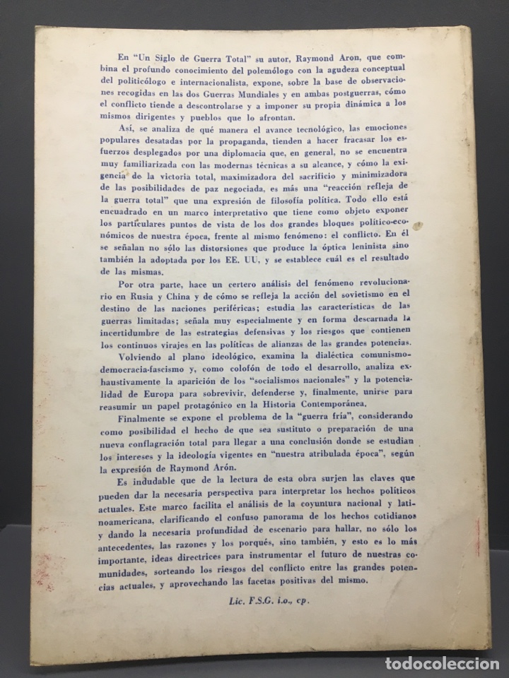 Libros de segunda mano: UN SIGLO DE GUERRA TOTAL. Aron - Foto 2