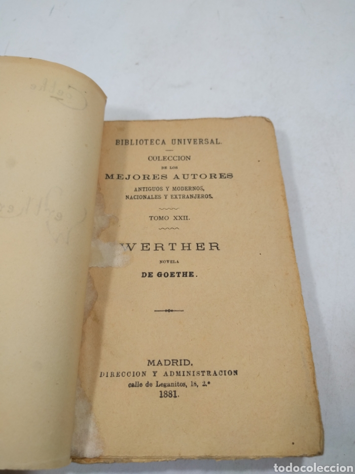 Libros de segunda mano: Werther. Goethe. Biblioteca universal. 1881. - Foto 2