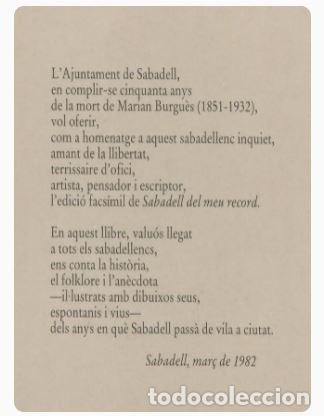 Libros de segunda mano: SABADELL DEL MEU RECORD - Marian Burgu&egrave;s - Foto 3