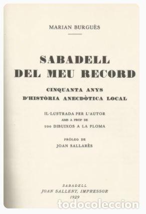 Libros de segunda mano: SABADELL DEL MEU RECORD - Marian Burgu&egrave;s - Foto 5
