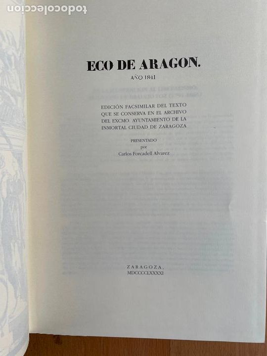 Libros de segunda mano: ECO DE ARAGON, Edicion Facsimilar en 2 Volumenes - Foto 4