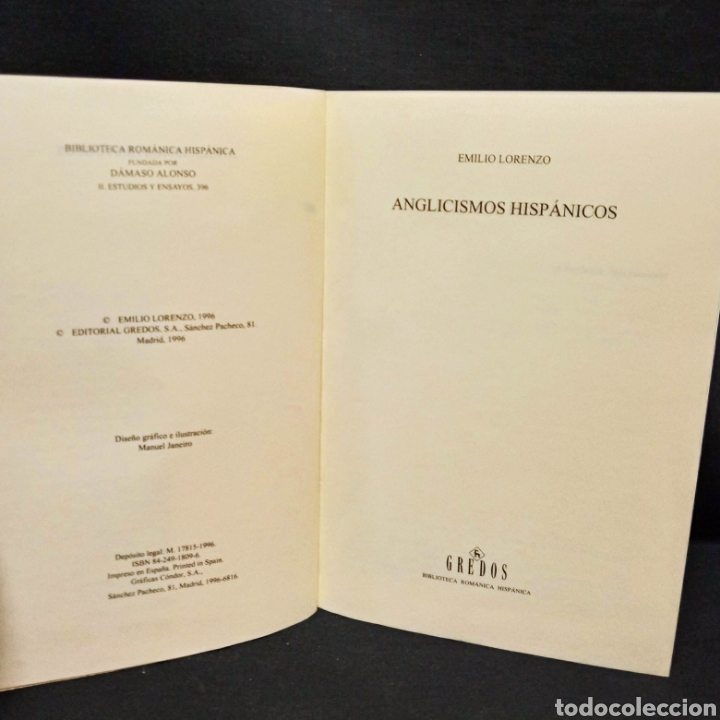 Libros de segunda mano: ANGLICISMOS HISP&Aacute;NICOS - EMILIO LORENZO - GREDOS 1996 - Foto 3