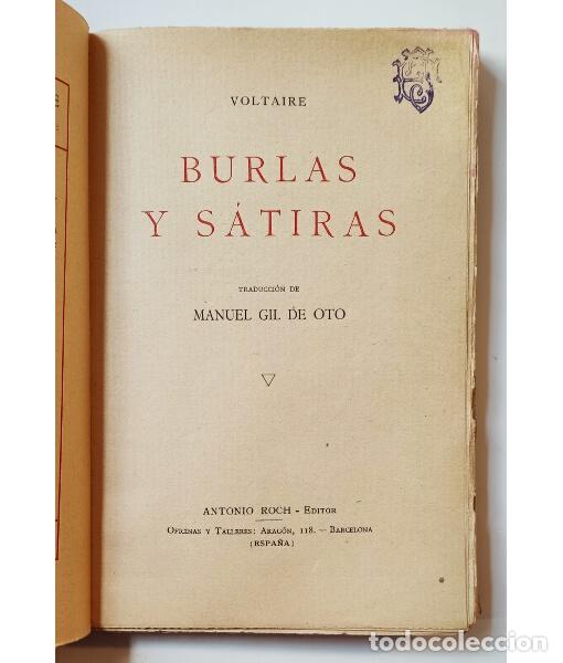 Libros de segunda mano: BURLAS Y S&Aacute;TIRAS. VOLTAIRE. Antonio Roch. 1950. - Foto 2