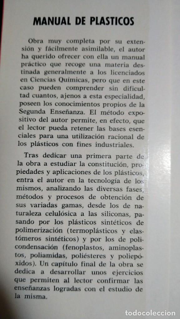 Libros de segunda mano: MANUAL DE PLASTICOS - C. CHAUSSIN - Foto 2