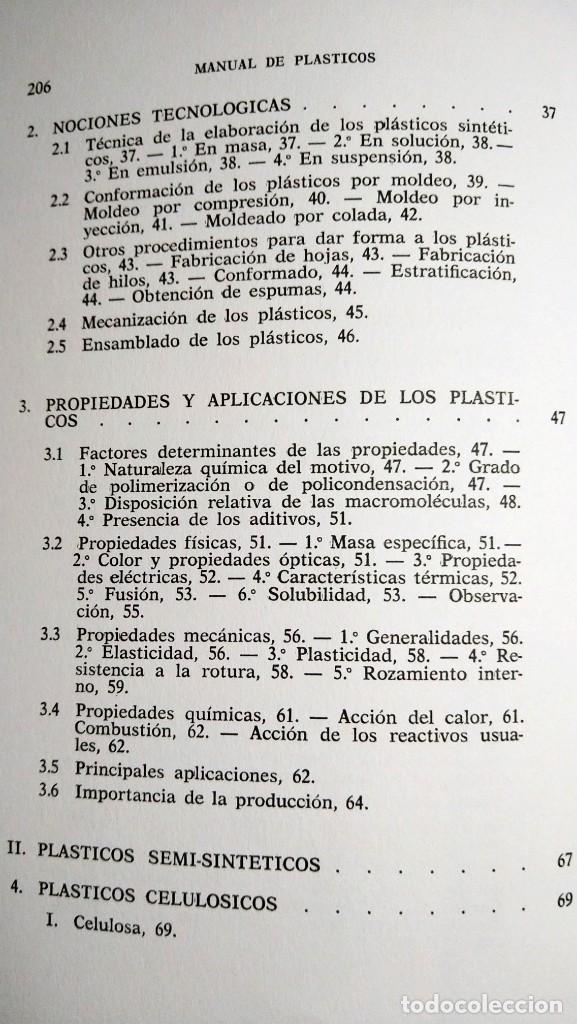 Libros de segunda mano: MANUAL DE PLASTICOS - C. CHAUSSIN - Foto 4
