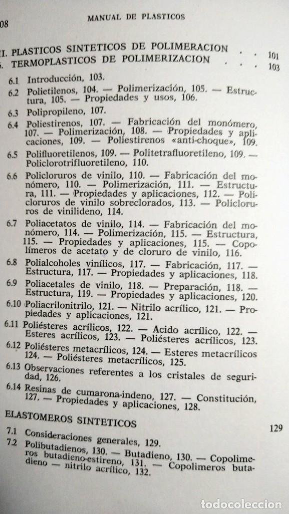 Libros de segunda mano: MANUAL DE PLASTICOS - C. CHAUSSIN - Foto 6
