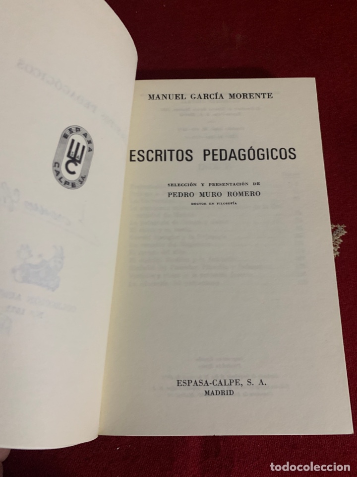 Libros de segunda mano: Escritos pedag&oacute;gicos. Manuel Garc&iacute;a Morente. - Foto 4