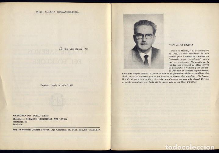 Libros de segunda mano: CARO BAROJA, Julio. Lo que sabemos del Folklore. 1967. - Foto 2