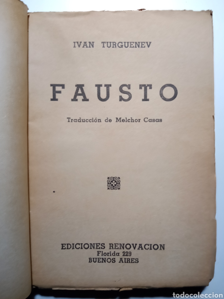 Libros de segunda mano: Fausto . Iv&aacute;n Turguenev . 1943. - Foto 2