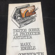 Libros de segunda mano: TEXTOS SOBRE LA PRODUCCCIÓN ARTÍSTICA. MARX Y ENGELS. COMUNICACIÓN SERIE B. 1972. Lote 318067408