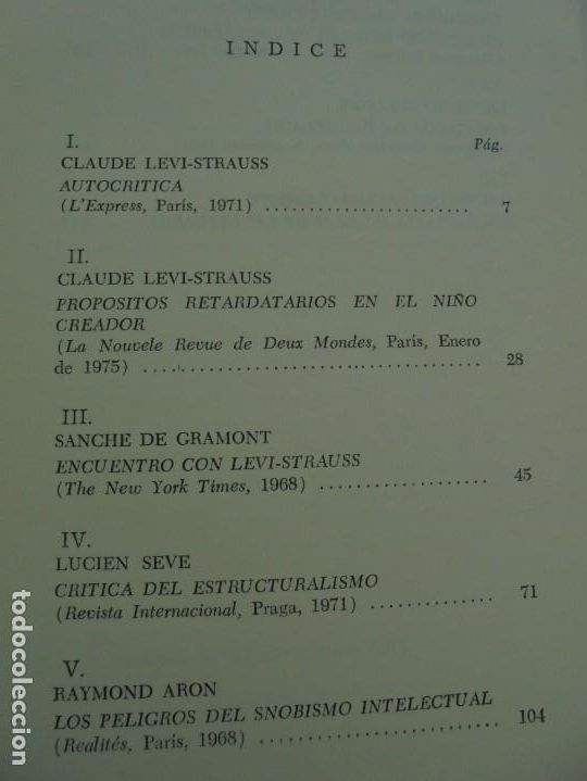 Libros de segunda mano: CRITICA DEL ESTRUCTURALISMO. CLAUDE LEVI-STRAUSS. EDICIONES SENTESIS 1976 - Foto 7