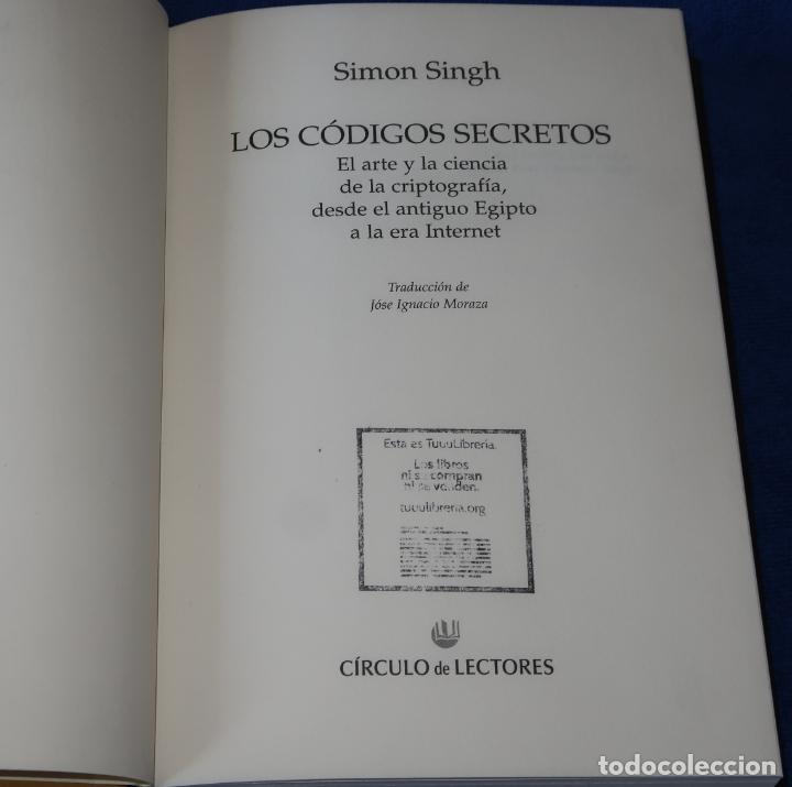 Libros de segunda mano: Los c&oacute;digos secretos - Simon Singh - C&iacute;rculo de lectores - Foto 2