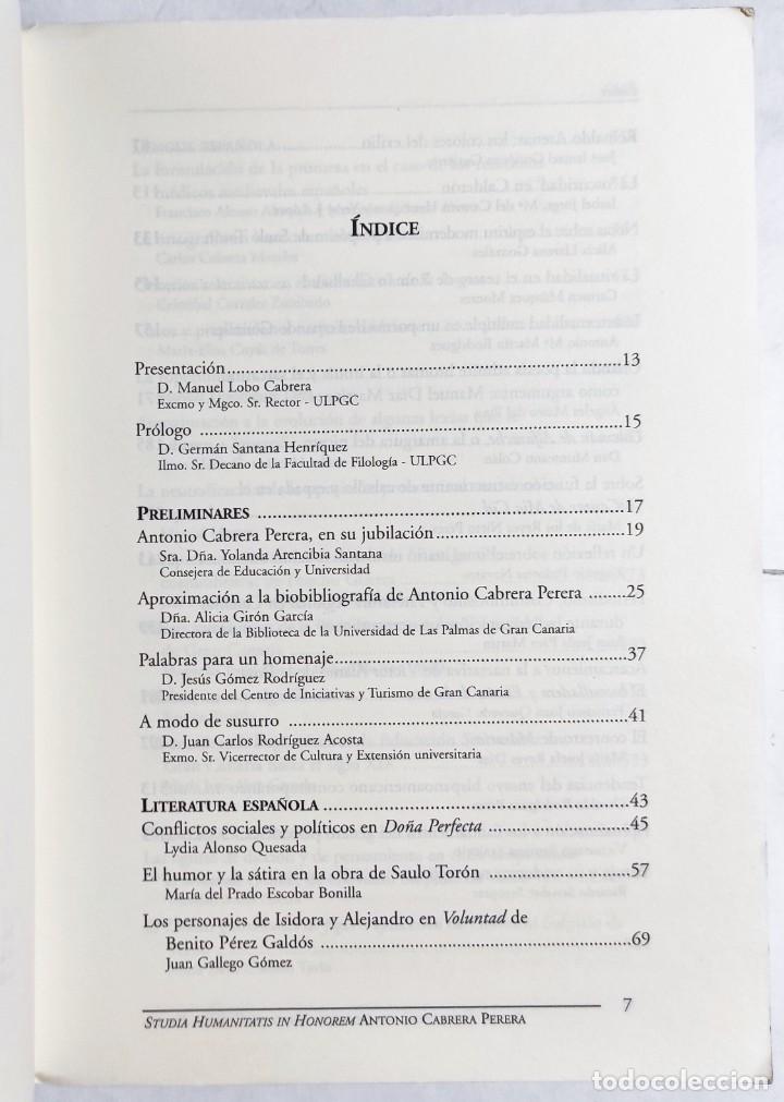Libros de segunda mano: ANTONIO CABRERA PERERA. STUDIA HUMANITATIS IN HONOREM. 2002. CANARIAS. - Foto 2