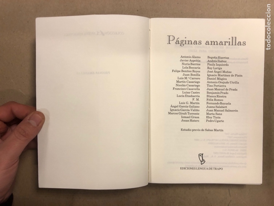 Libros de segunda mano: P&Aacute;GINAS AMARILLAS. VV.AA. EDICIONES LENGUA DE TRAPO 1997. - Foto 2