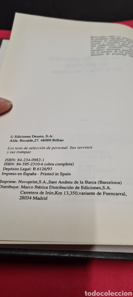 Libros de segunda mano: Interesante libro. Los Test de Selecci&oacute;n Personal. Gilles Azzopardi. Ediciones Deusto. - Foto 5