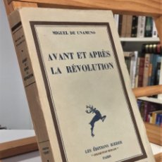 Libros de segunda mano: AVANT ET APRÉS LA REVOLUTION. MIGUEL DE UNAMUNO.