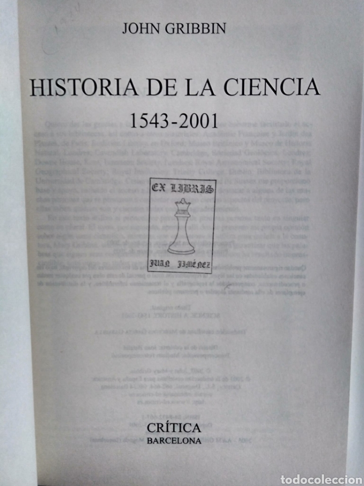 Libros de segunda mano: Historia de la ciencia, 1543-2001. John Gribbin. - Foto 3