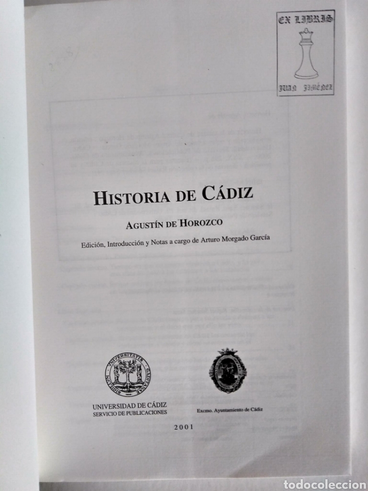 Libros de segunda mano: Historia de C&aacute;diz / Agust&iacute;n de Horozco - Foto 3