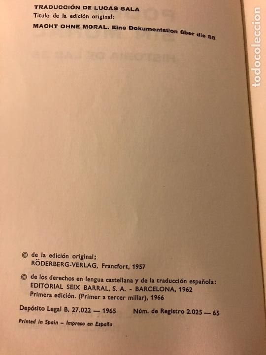 Libros de segunda mano: Poder sin moral. Historia de la SS. Reimund Schnabel. - Foto 3