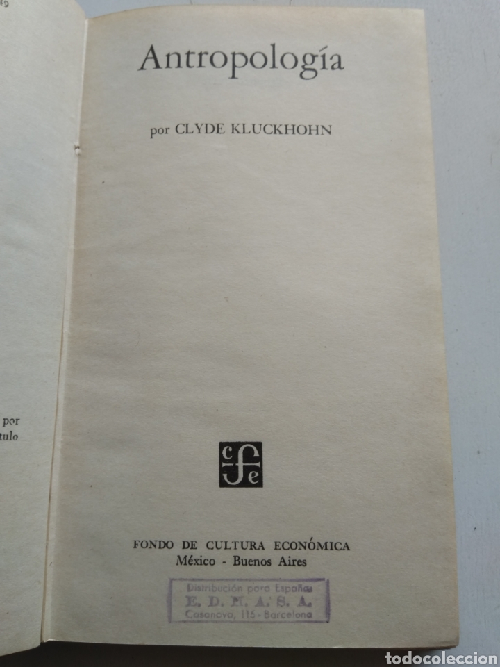 Libros de segunda mano: ANTROPOLOG&Iacute;A/C. KLUCKHOHN/BREVIARIOS - Foto 2