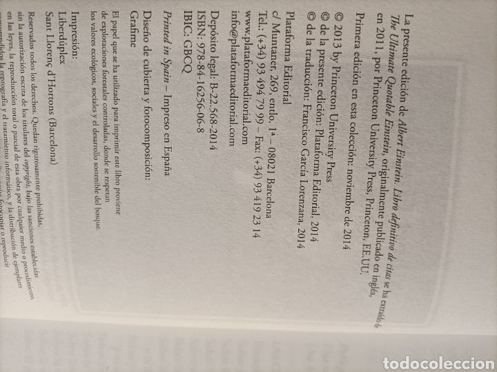 Libros de segunda mano: Albert Einstein el libro definitivo de citas . Compilaci&oacute;n y edici&oacute;n Alice calaprice - Foto 11