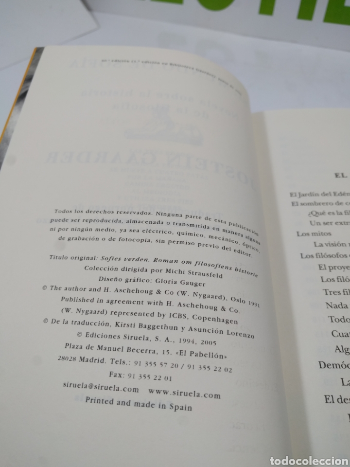 Libros de segunda mano: Jostein Gaarder. El mundo de Sof&iacute;a. Siruela biblioteca Gaarder - Foto 3