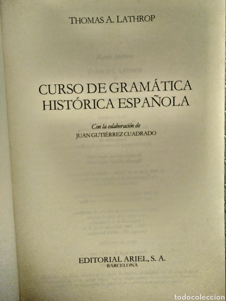 Libros de segunda mano: CURSO DE GRAM&Aacute;TICA HIST&Oacute;RICA ESPA&Ntilde;OLA / T. A. LATHROP - Foto 2