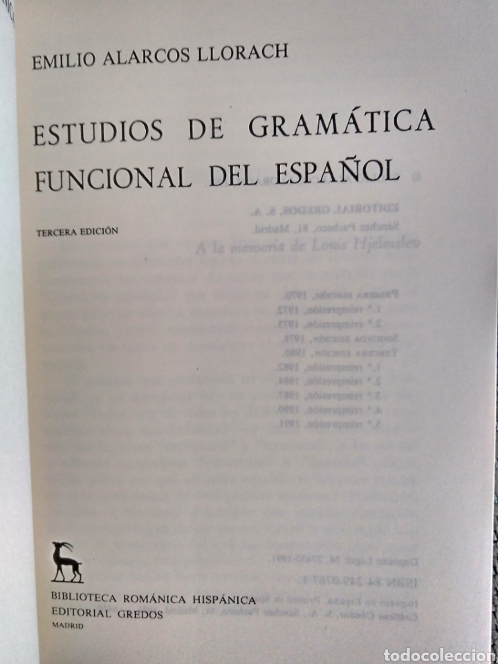 Libros de segunda mano: ESTUDIOS DE GRAMATICA FUNCIONAL DEL ESPA&Ntilde;OL EMILIO ALARCOS LLORACH&nbsp; - Foto 2