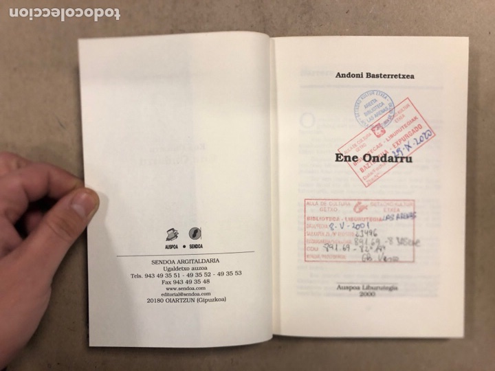 Libros de segunda mano: ENE ONDARRU. ANDONI BASTERRETXEA. AUSPOA LIBURUTEGIA 2000. EUSKARAZ. - Foto 2