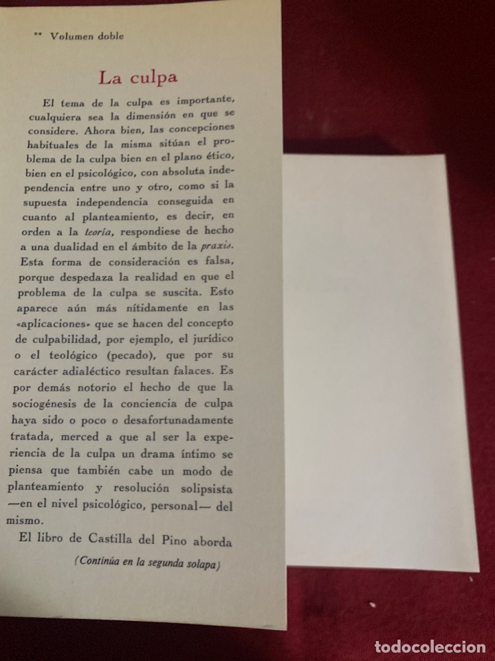 Libros de segunda mano: La culpa. Carlos Castilla del Pino. - Foto 3