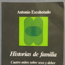 Libros de segunda mano: HISTORIAS DE FAMILIA. CUATRO MITOS SOBRE SEXO Y DEBER. ANTONIO ESCOHOTADO. Lote 323206693