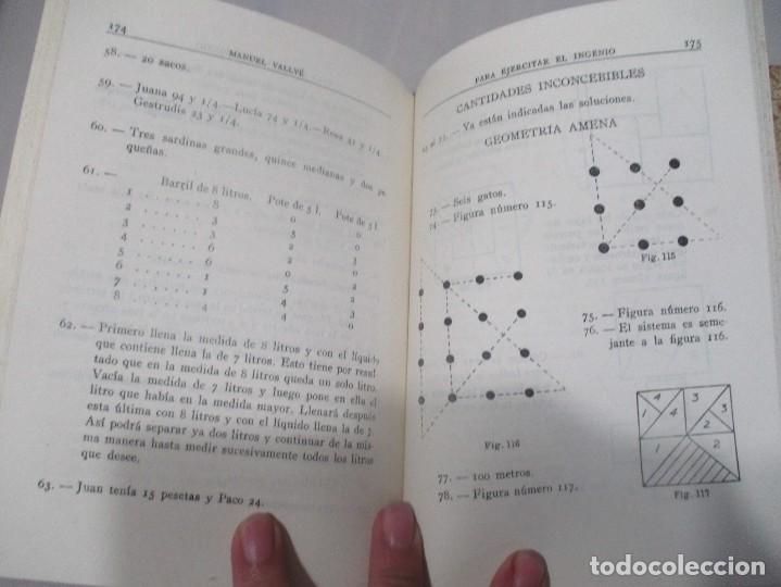 Libros de segunda mano: MANUEL VALLVE Para ejercitar el ingenio Pasatiempos y problemas instructivos W11301 - Foto 4