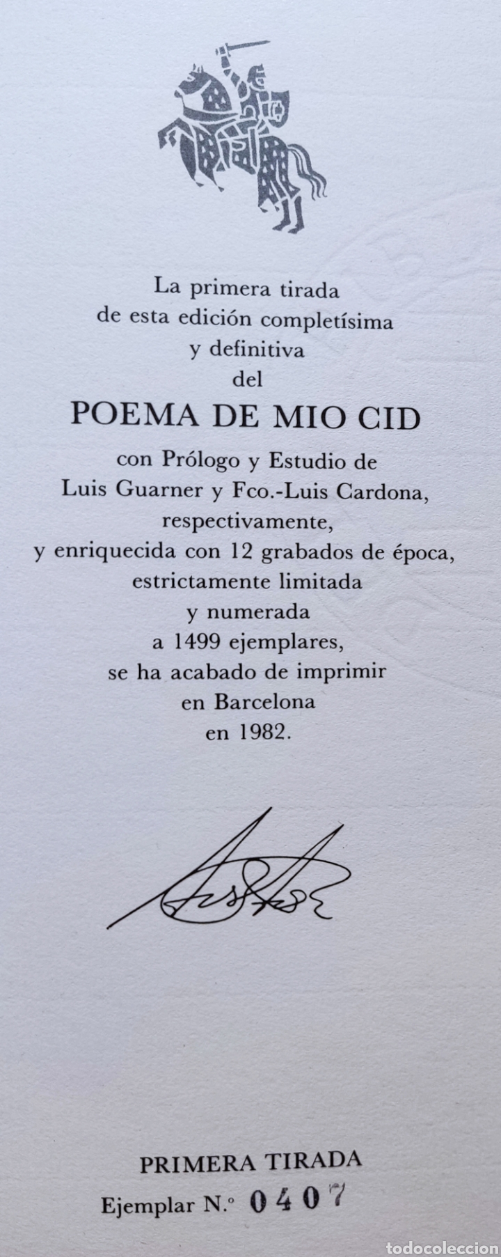 Libros de segunda mano: POEMA DE MIO CID FACS&Iacute;MIL C&Iacute;RCULO BIBLI&Oacute;FILO TIRADA LIMITADA - Foto 2